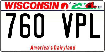 WI license plate 760VPL