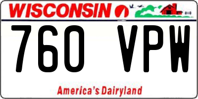 WI license plate 760VPW