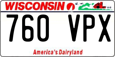 WI license plate 760VPX