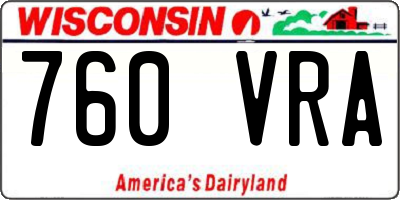 WI license plate 760VRA