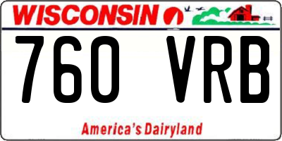 WI license plate 760VRB