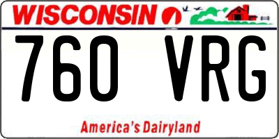 WI license plate 760VRG