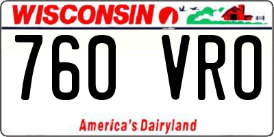 WI license plate 760VRO