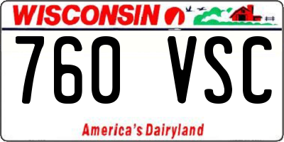 WI license plate 760VSC