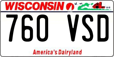 WI license plate 760VSD