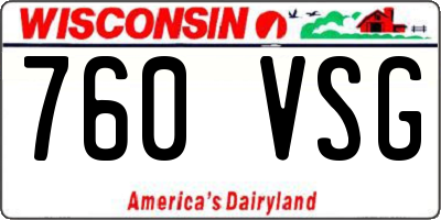 WI license plate 760VSG