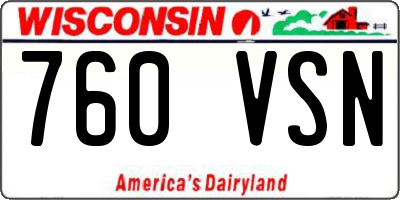 WI license plate 760VSN