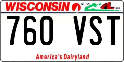 WI license plate 760VST