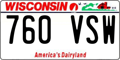 WI license plate 760VSW