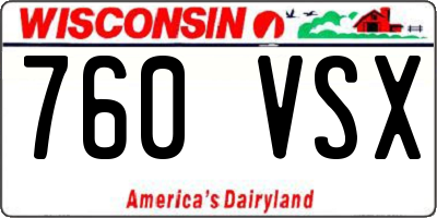 WI license plate 760VSX