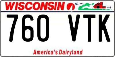 WI license plate 760VTK