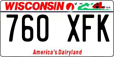 WI license plate 760XFK