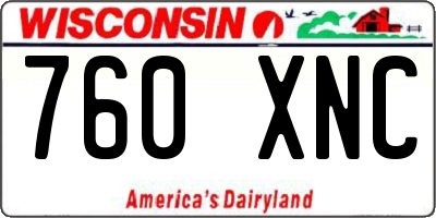 WI license plate 760XNC