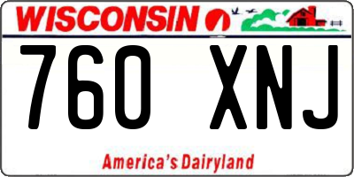 WI license plate 760XNJ