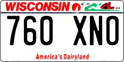 WI license plate 760XNO