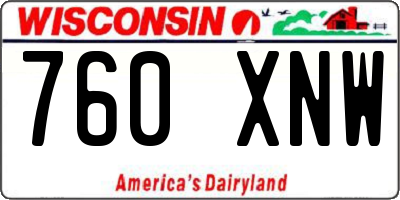 WI license plate 760XNW