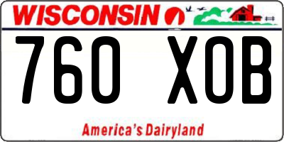 WI license plate 760XOB