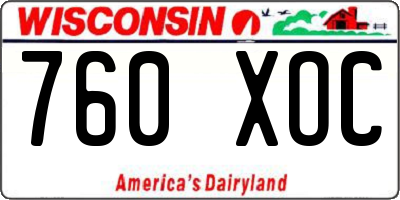 WI license plate 760XOC