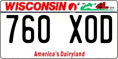 WI license plate 760XOD