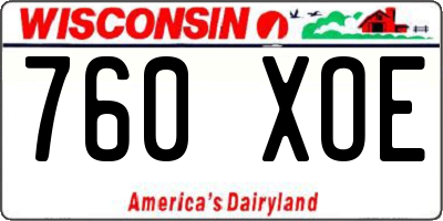 WI license plate 760XOE