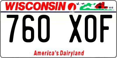 WI license plate 760XOF