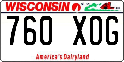 WI license plate 760XOG