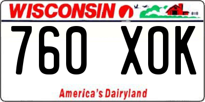 WI license plate 760XOK