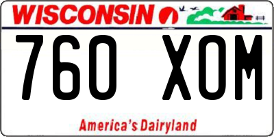 WI license plate 760XOM