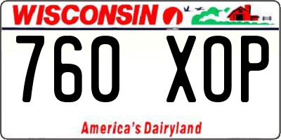 WI license plate 760XOP