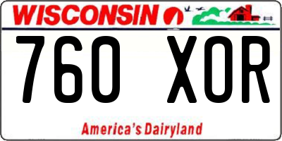 WI license plate 760XOR