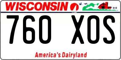 WI license plate 760XOS
