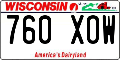 WI license plate 760XOW