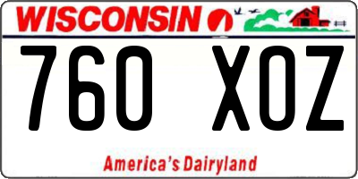 WI license plate 760XOZ