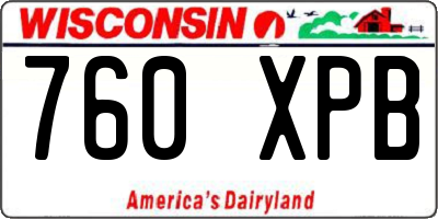 WI license plate 760XPB