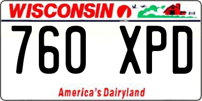 WI license plate 760XPD