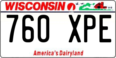 WI license plate 760XPE