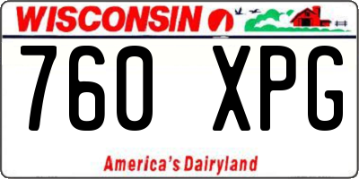 WI license plate 760XPG