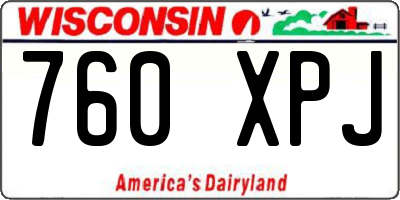 WI license plate 760XPJ