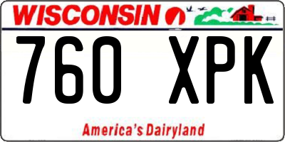 WI license plate 760XPK