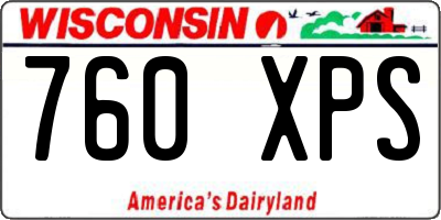 WI license plate 760XPS