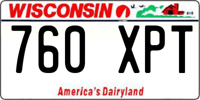 WI license plate 760XPT