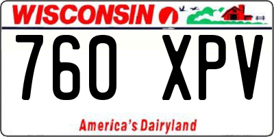 WI license plate 760XPV