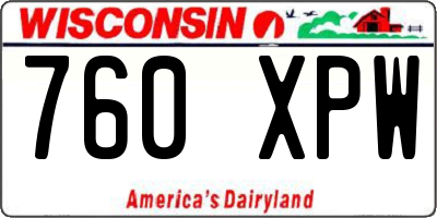 WI license plate 760XPW