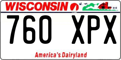 WI license plate 760XPX