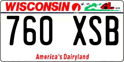 WI license plate 760XSB
