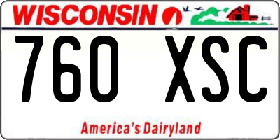 WI license plate 760XSC