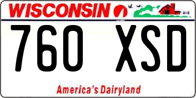 WI license plate 760XSD