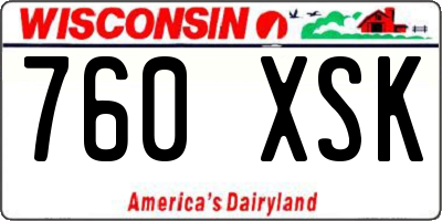 WI license plate 760XSK