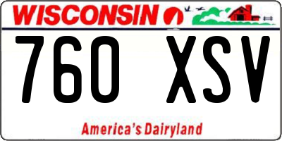 WI license plate 760XSV
