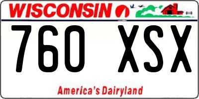 WI license plate 760XSX